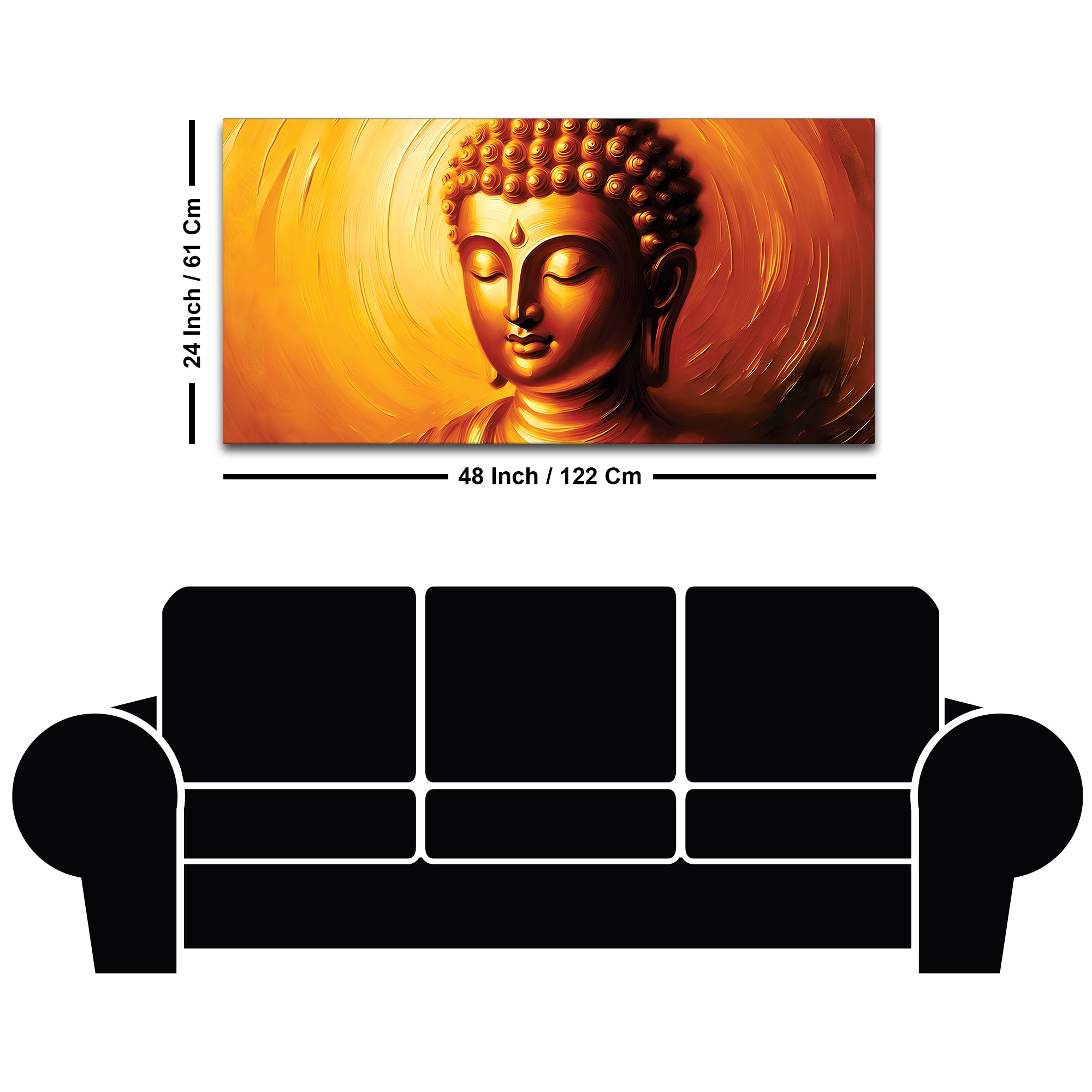 Divine Buddha Lotus Wall Painting – Luxury Living Room Decor