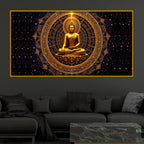 Divine Buddha Meditation Crystal Glass Painting for Wall Décor