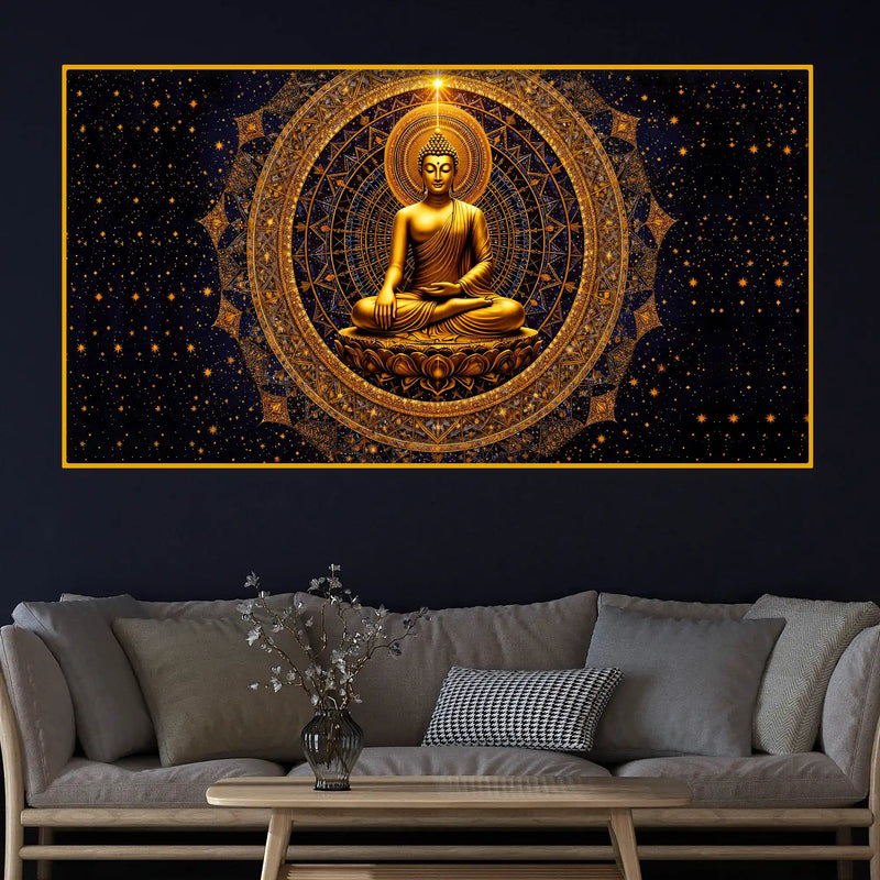 Divine Buddha Meditation Crystal Glass Painting for Wall Décor