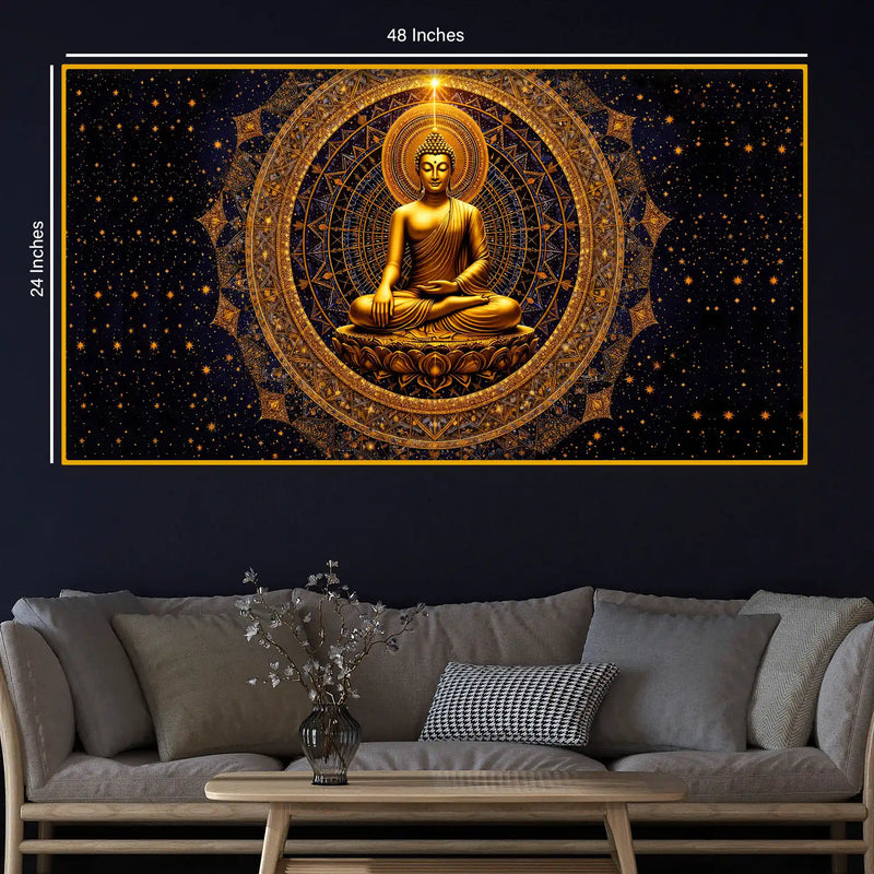 Divine Buddha Meditation Crystal Glass Painting for Wall Décor
