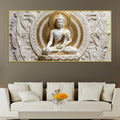 Divine Buddha Meditation Marble Relief 3D Canvas Wall Painting