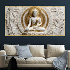 Divine Buddha Meditation Marble Relief 3D Canvas Wall Painting