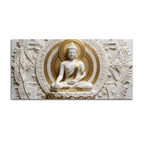 Divine Buddha Meditation Marble Relief 3D Canvas Wall Painting