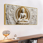Divine Buddha Meditation Marble Relief 3D Canvas Wall Painting