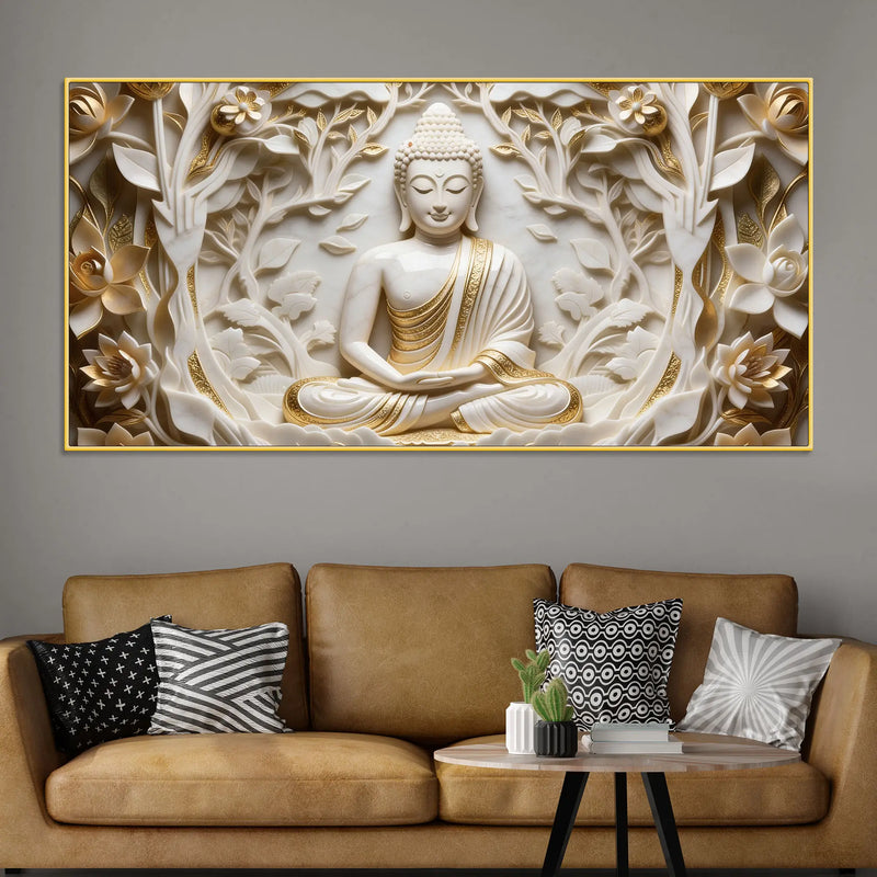 Divine Buddha Tranquil Forest 3D Canvas Wall Painting