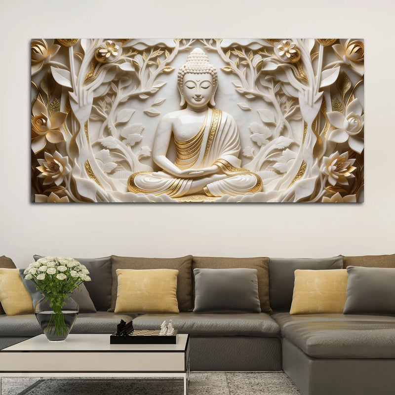 Divine Buddha Tranquil Forest 3D Canvas Wall Painting