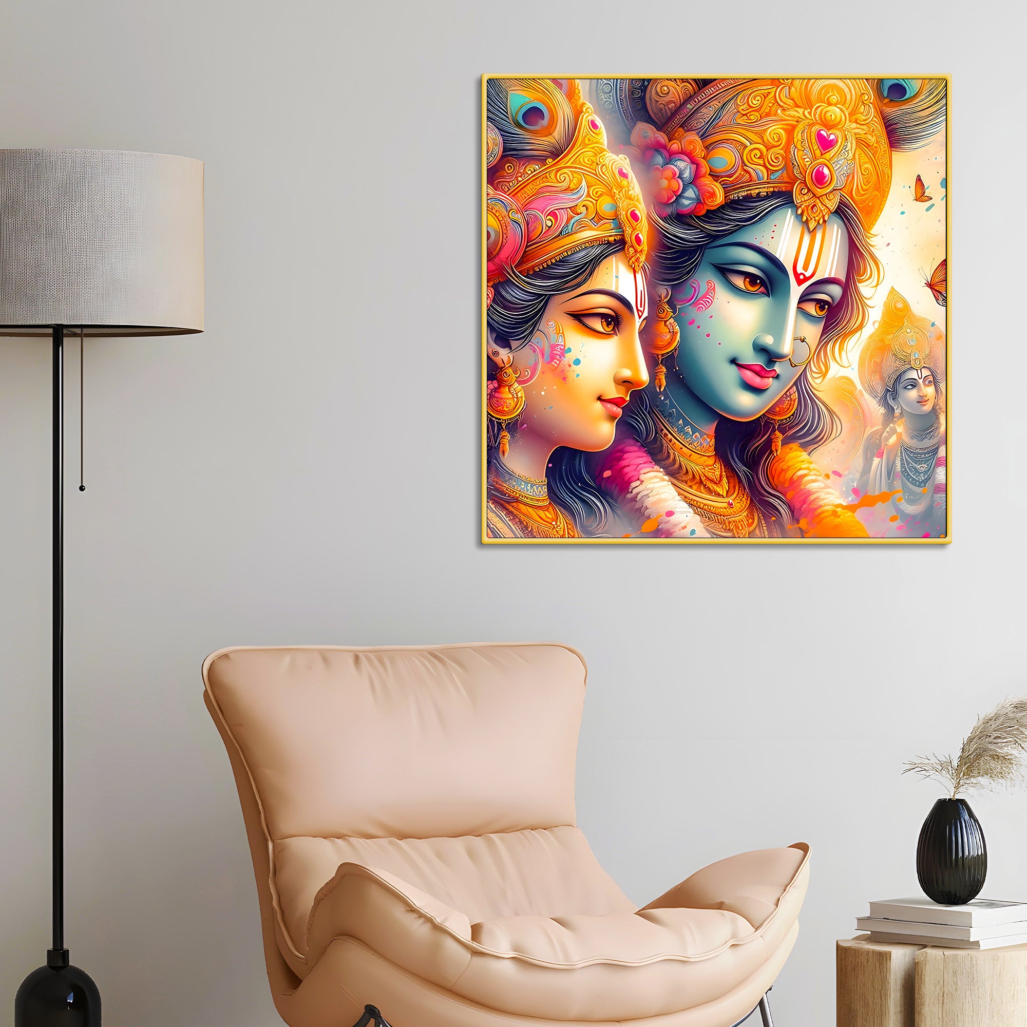 Divine & Colorful Radha Krishna Premium Canvas Wall Painting For Home & Office