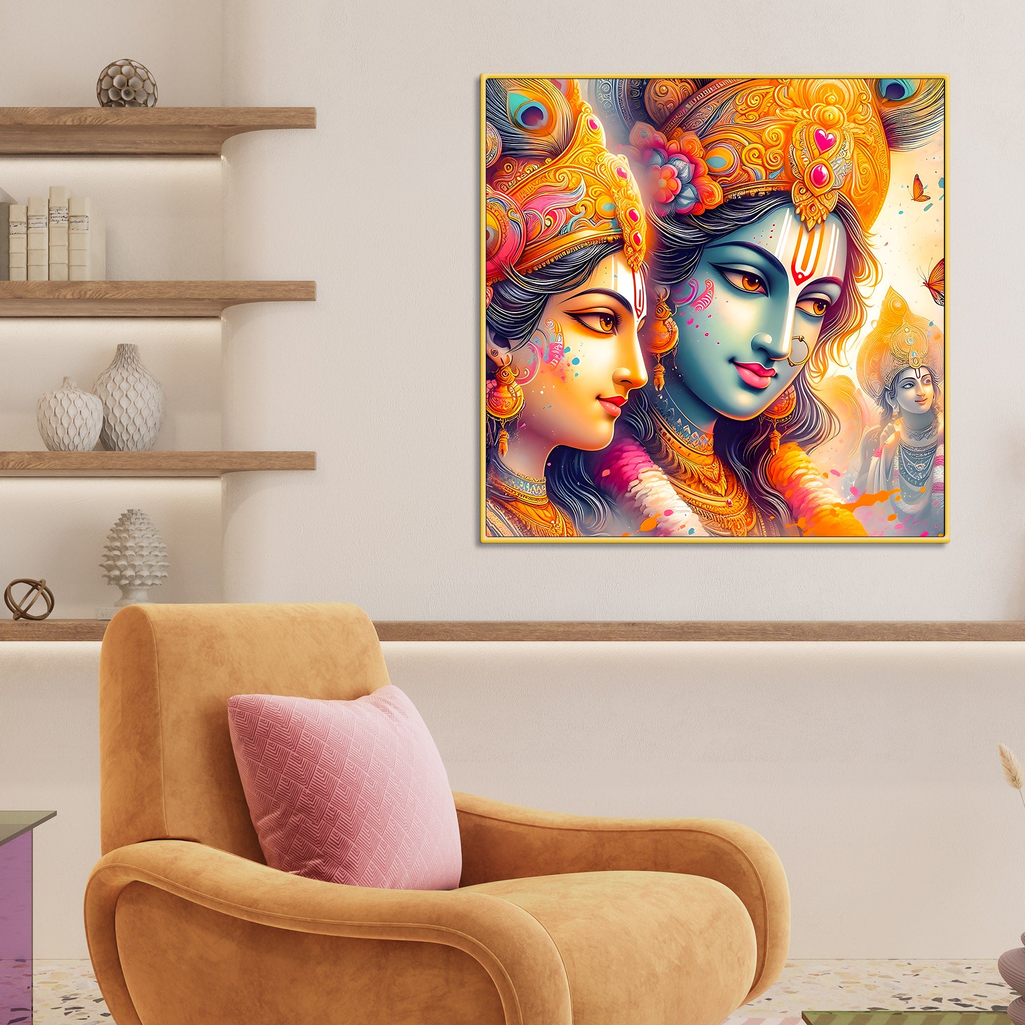 Divine & Colorful Radha Krishna Premium Canvas Wall Painting For Home & Office