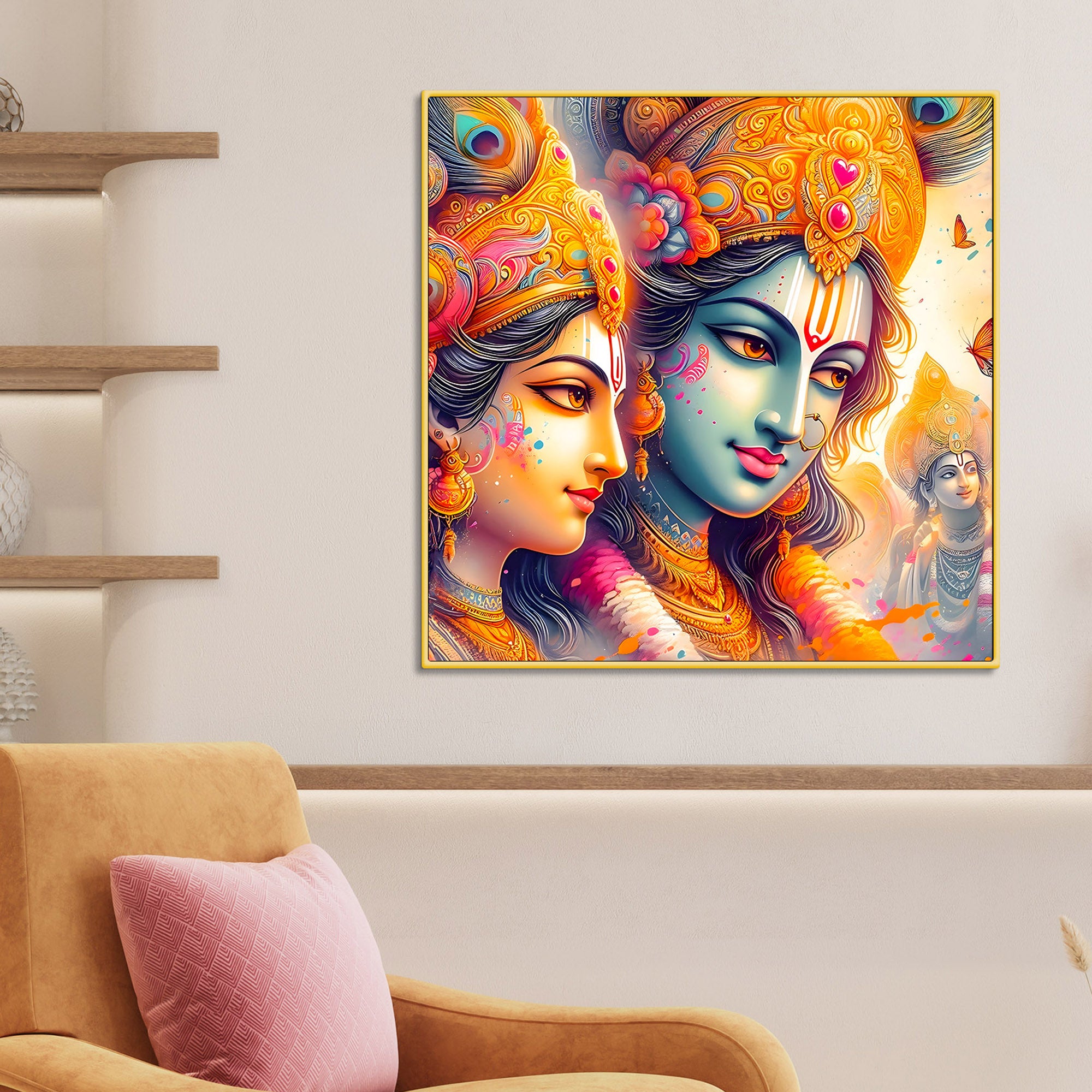 Divine & Colorful Radha Krishna Premium Canvas Wall Painting For Home & Office