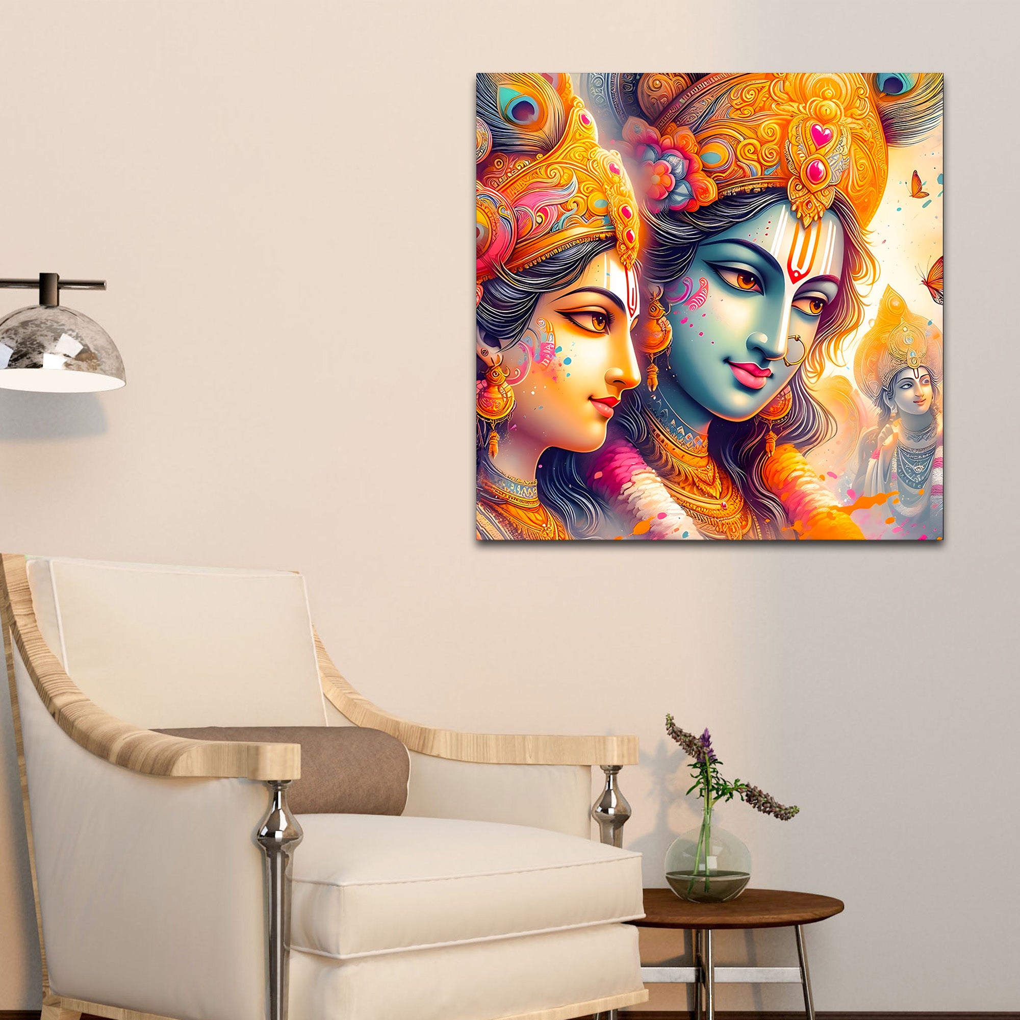 Divine & Colorful Radha Krishna Premium Canvas Wall Painting For Home & Office