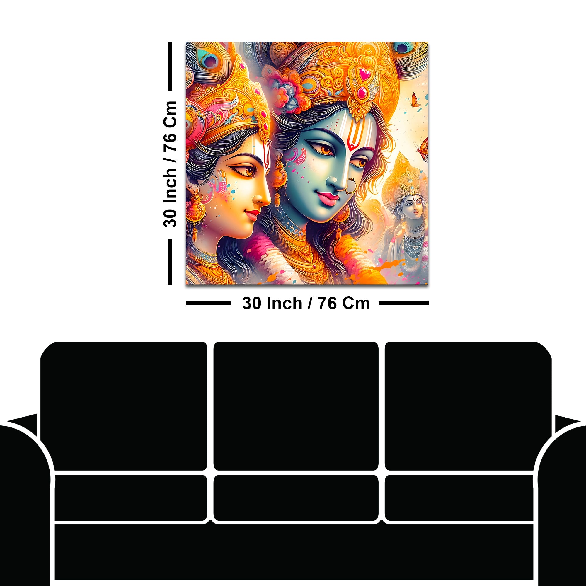 Divine & Colorful Radha Krishna Premium Canvas Wall Painting For Home & Office