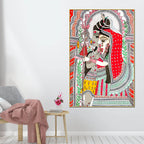 divine-couple-lord-mahadev-goddess-parvati-traditional-indian-canvas-wall-painting