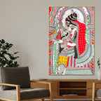 Divine Couple Lord Mahadev & Goddess Parvati Traditional Indian Canvas Wall Painting