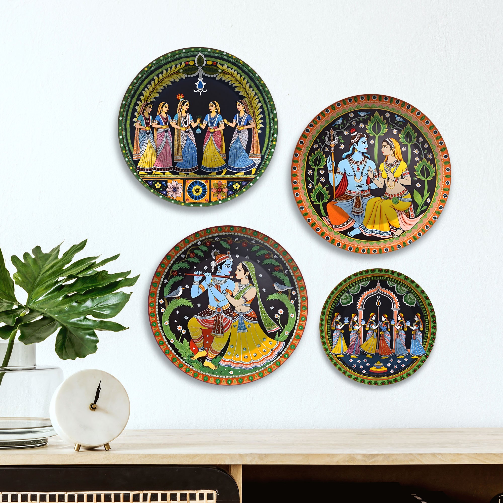 Divine Couples Sacred Love Premium Wall Plates Painting Set of Four