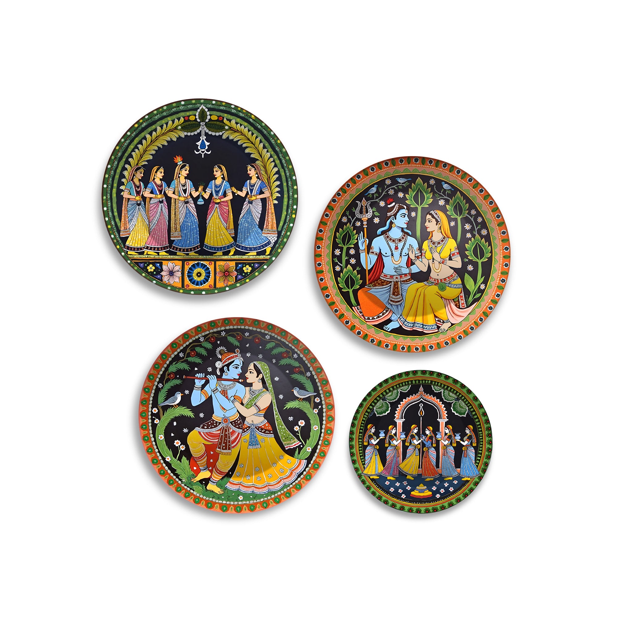 Divine Couples Sacred Love Premium Wall Plates Painting Set of Four