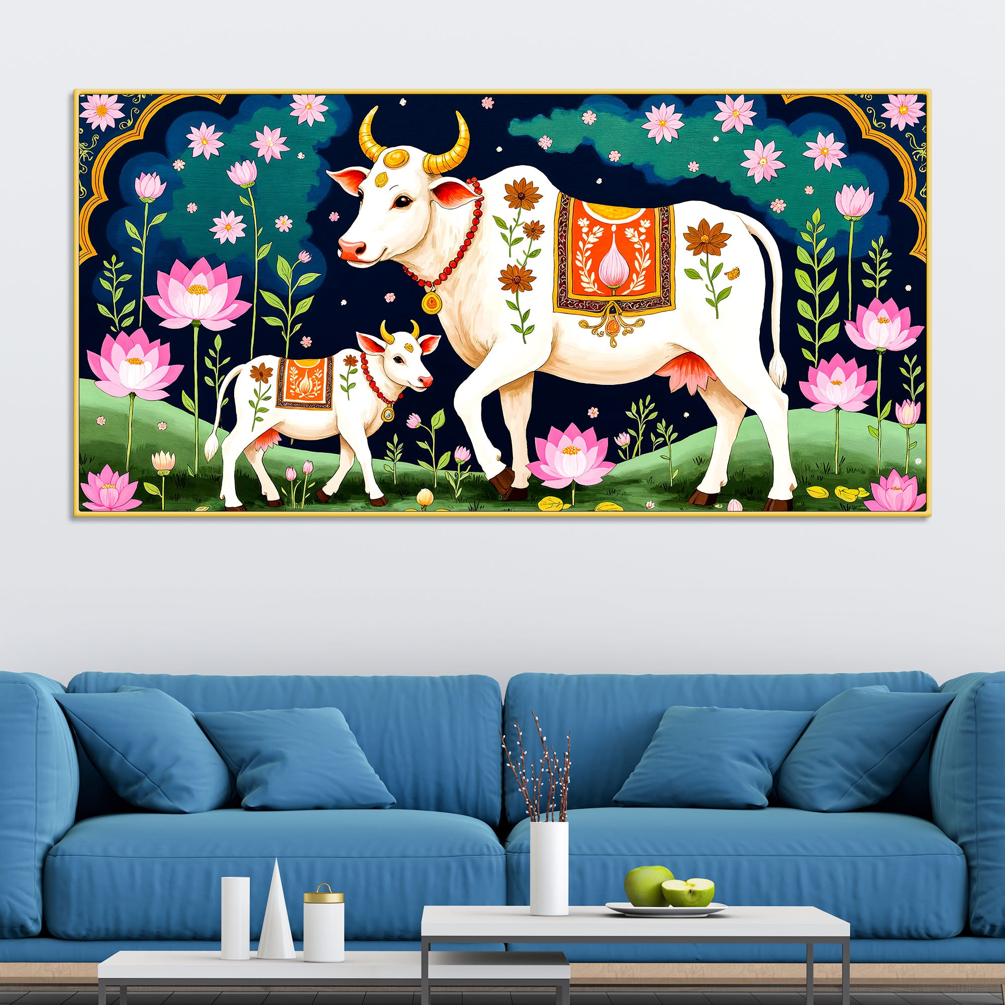 Divine Cow & Calf Pichwai Painting | Positive Energy Wall Decor
