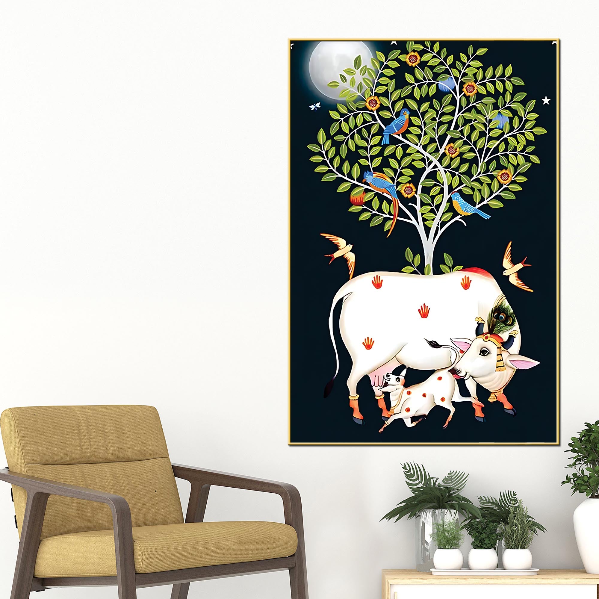 Divine Cow Pichwai Canvas Painting | Spiritual Home Decor