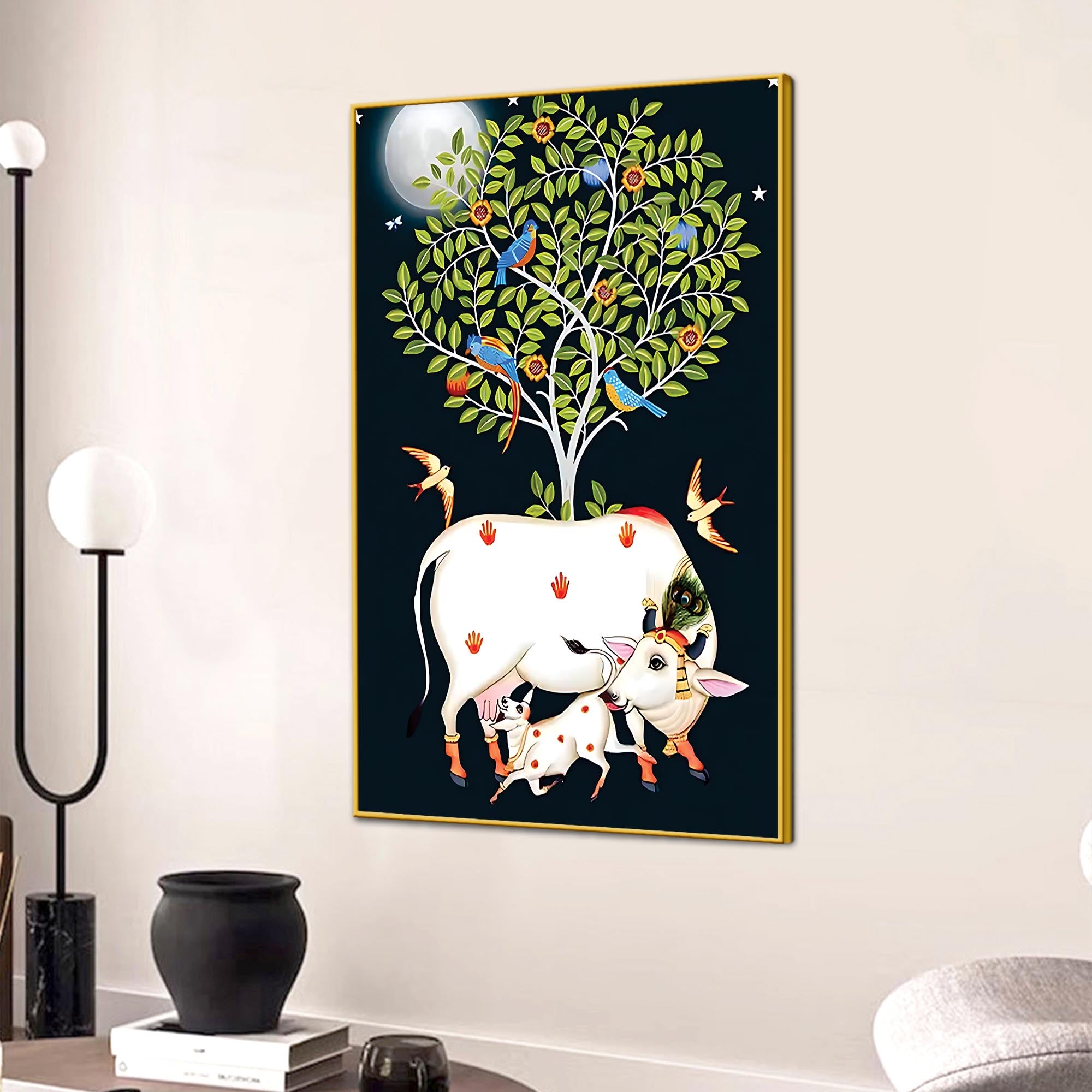 Divine Cow Pichwai Canvas Painting | Spiritual Home Decor