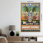 Divine Dance of Bhakti Shrinathji and Gopis Pichwai Canvas Wall Painting