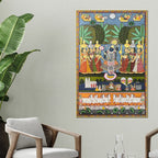 Divine Dance of Bhakti Shrinathji and Gopis Pichwai Canvas Wall Painting
