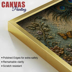 Divine Eternal Love of Shri Radha Krishna Golden 3D Bas-Relief Type Canvas Wall Painting