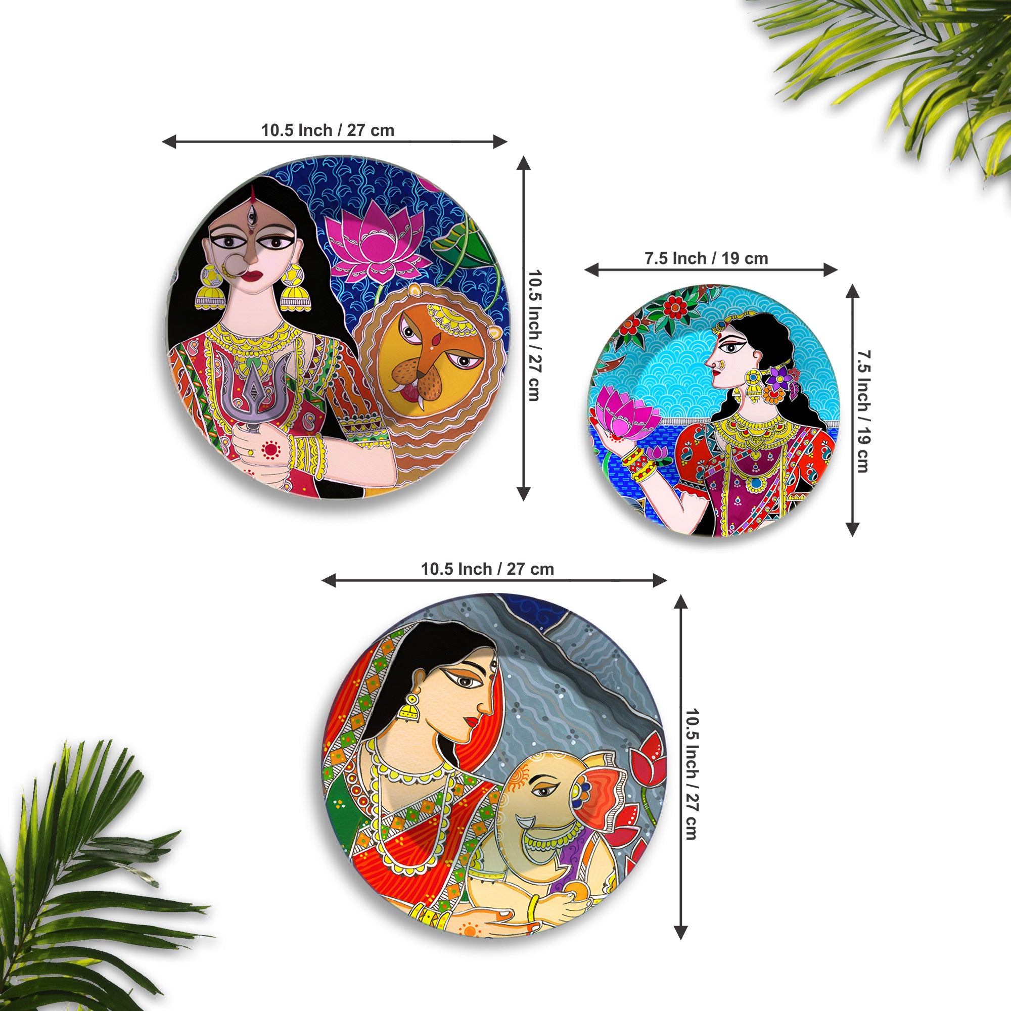 Divine Feminine Power & Peace Premium Wall Plates Painting Set of 3