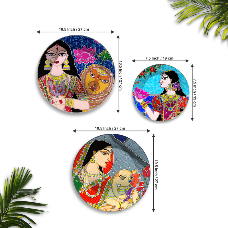 Divine Feminine Power & Peace Premium Wall Plates Painting Set of 3