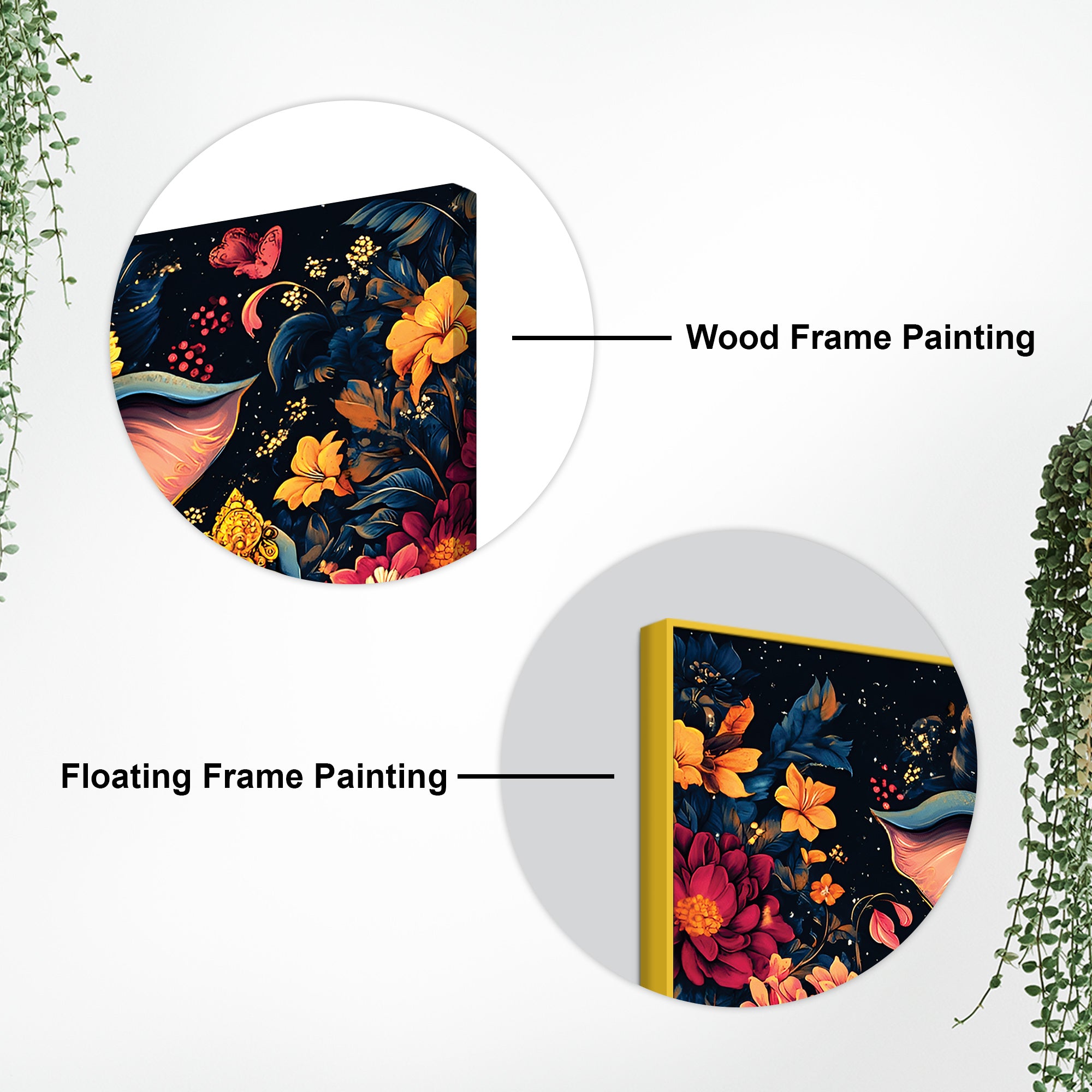 Divine Floral Majesty Lord Ganapati In Blossom Premium Canvas Wall Painting for Home & Office – Modern Devotional Wall Decor