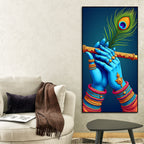 Divine Flute of Lord Krishna Premium Canvas Wall Painting