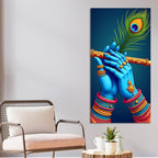 Divine Flute of Lord Krishna Premium Canvas Wall Painting