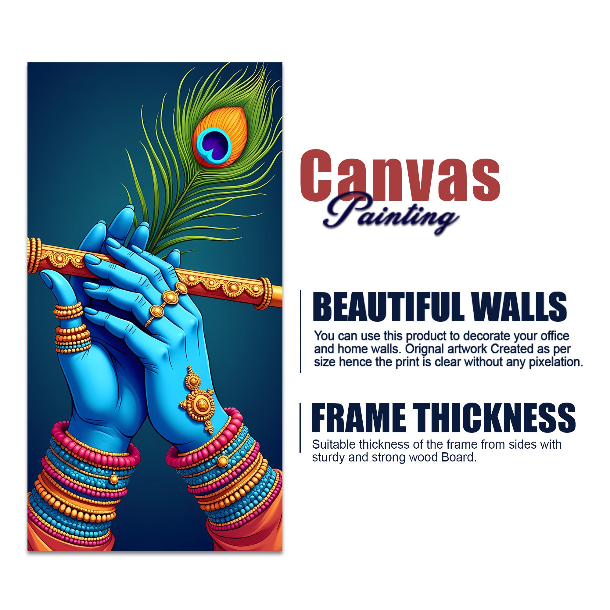 Divine Flute of Lord Krishna Premium Canvas Wall Painting