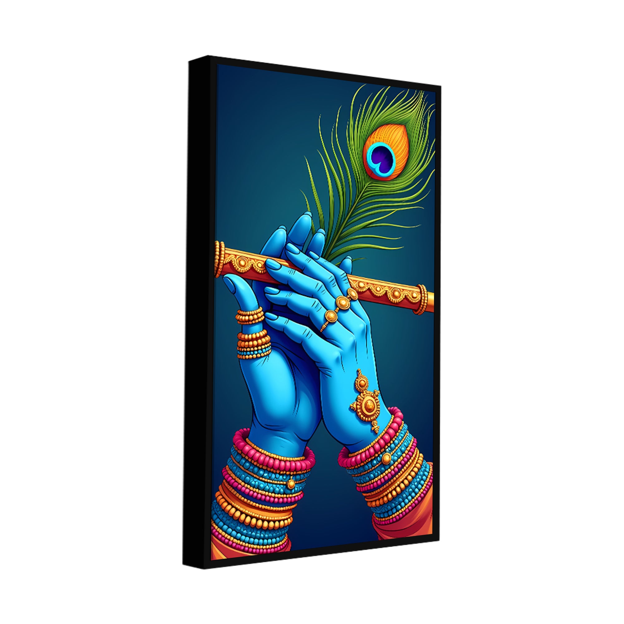 Divine Flute of Lord Krishna Premium Canvas Wall Painting