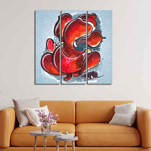 Divine Ganesha Abstract Art Canvas Wall Painting Set of Three