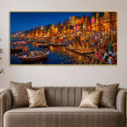Divine Ganga Aarti Banaras Canvas Wall Painting
