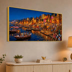 Divine Ganga Aarti Banaras Canvas Wall Painting
