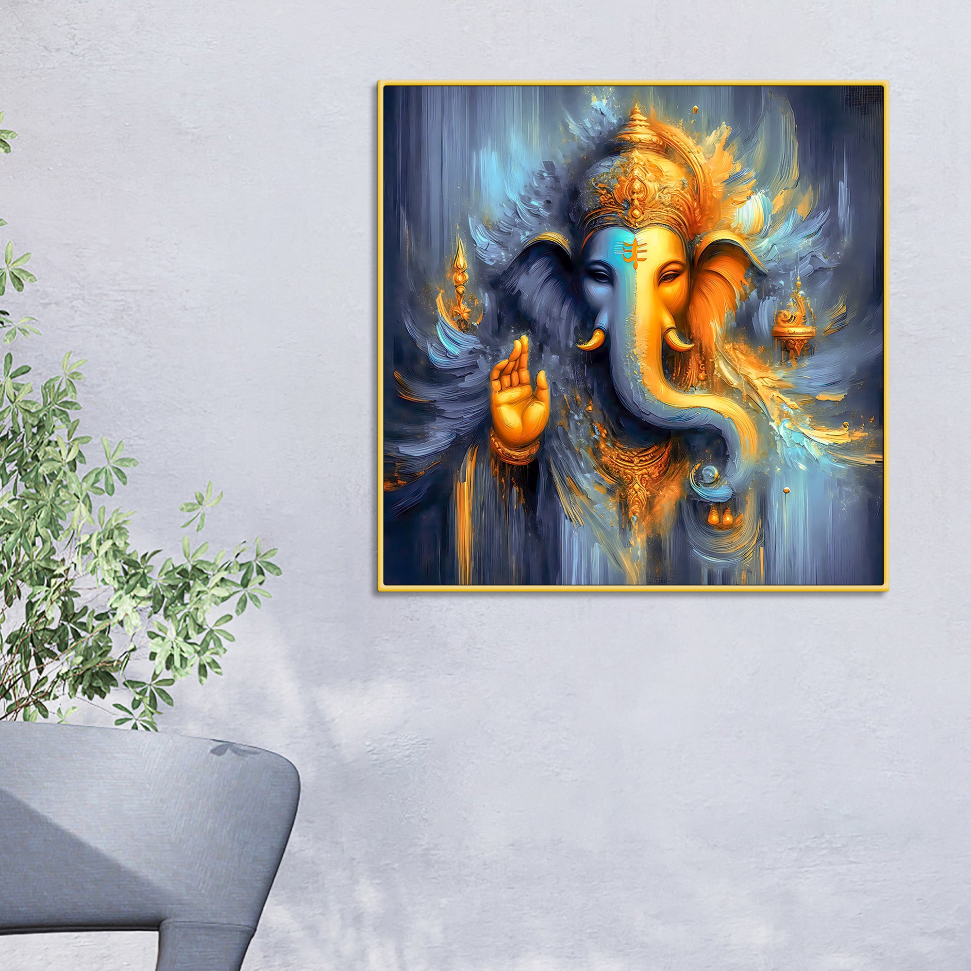 Divine Ganpati Bappa Spiritual Wall Painting for Home & Office