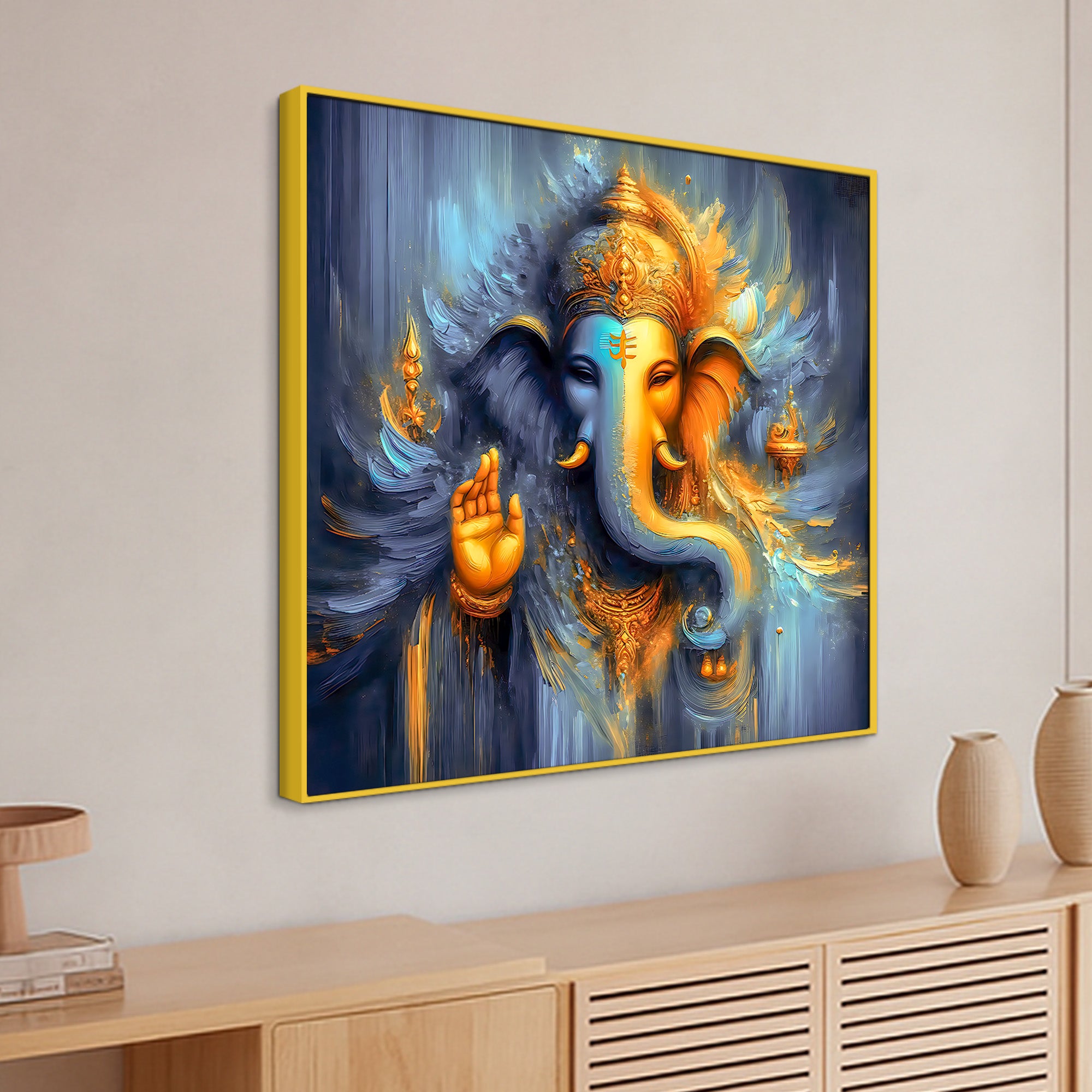 Divine Ganpati Bappa Spiritual Wall Painting for Home & Office