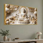 Divine Gautam Buddha in Meditation 3D Canvas Wall Painting