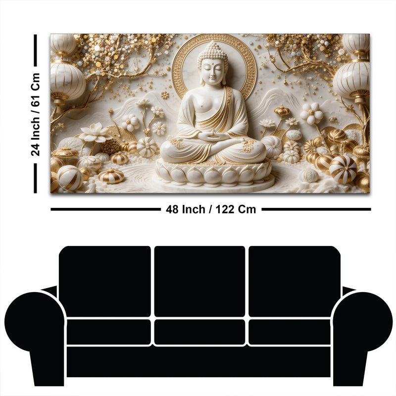 Divine Gautam Buddha in Meditation 3D Canvas Wall Painting