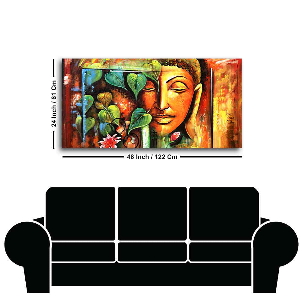 Divine Gautama Buddha Face Premium Frame Wall Painting