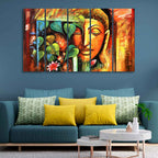 Divine Gautama Buddha Face Premium Frame Wall Painting Set of Five