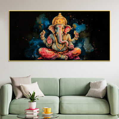 divine-god-lord-ganesha-meditating-in-dark-abstract-canvas-wall-painting