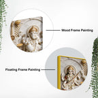 Divine Goddess Lakshmi Saraswati with Lord Ganesh 3D Canvas Wall Painting