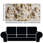 Divine Goddess Lakshmi Saraswati with Lord Ganesh 3D Canvas Wall Painting