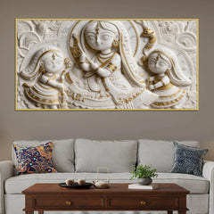 Divine Goddess with Young Devotees 3D Canvas Wall Painting