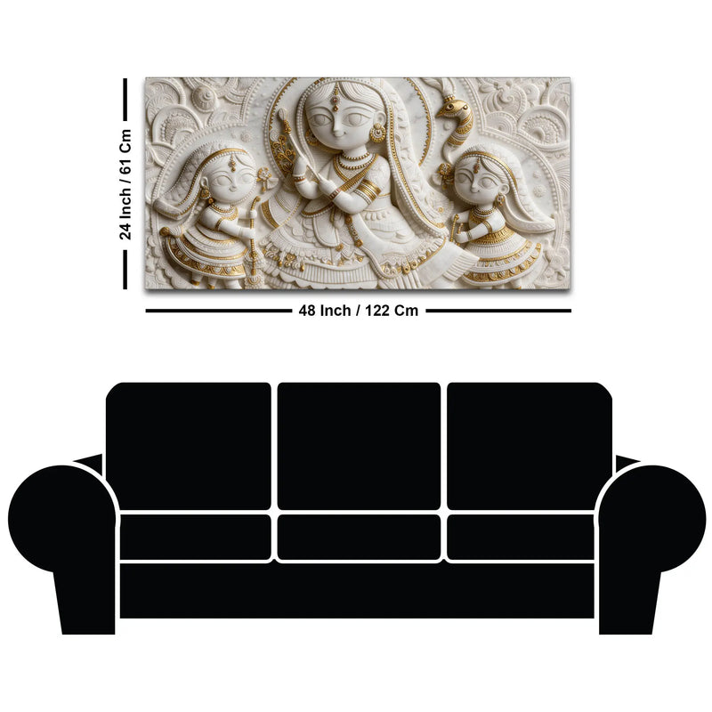 Divine Goddess with Young Devotees 3D Canvas Wall Painting