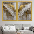 Divine Golden Angel Wings Acrylic Floating Wall Painting Set of 2