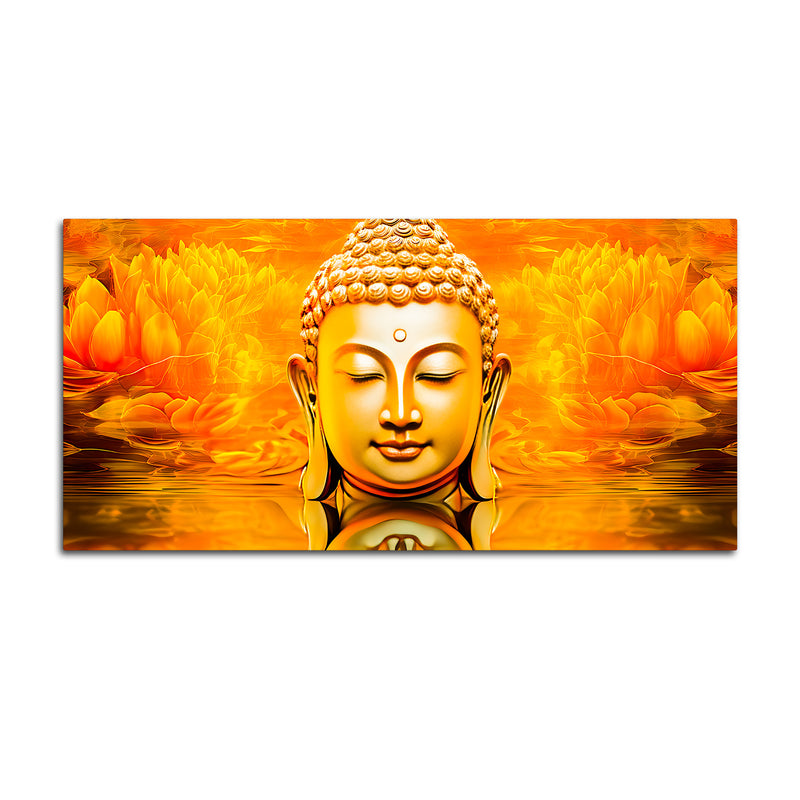 Divine Golden Buddha Lotus Canvas Painting for Peaceful Modern Home Décor