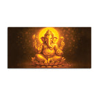 Divine Golden Ganpati Canvas Wall Painting for Home & Pooja Spaces – Modern Spiritual Wall Decor