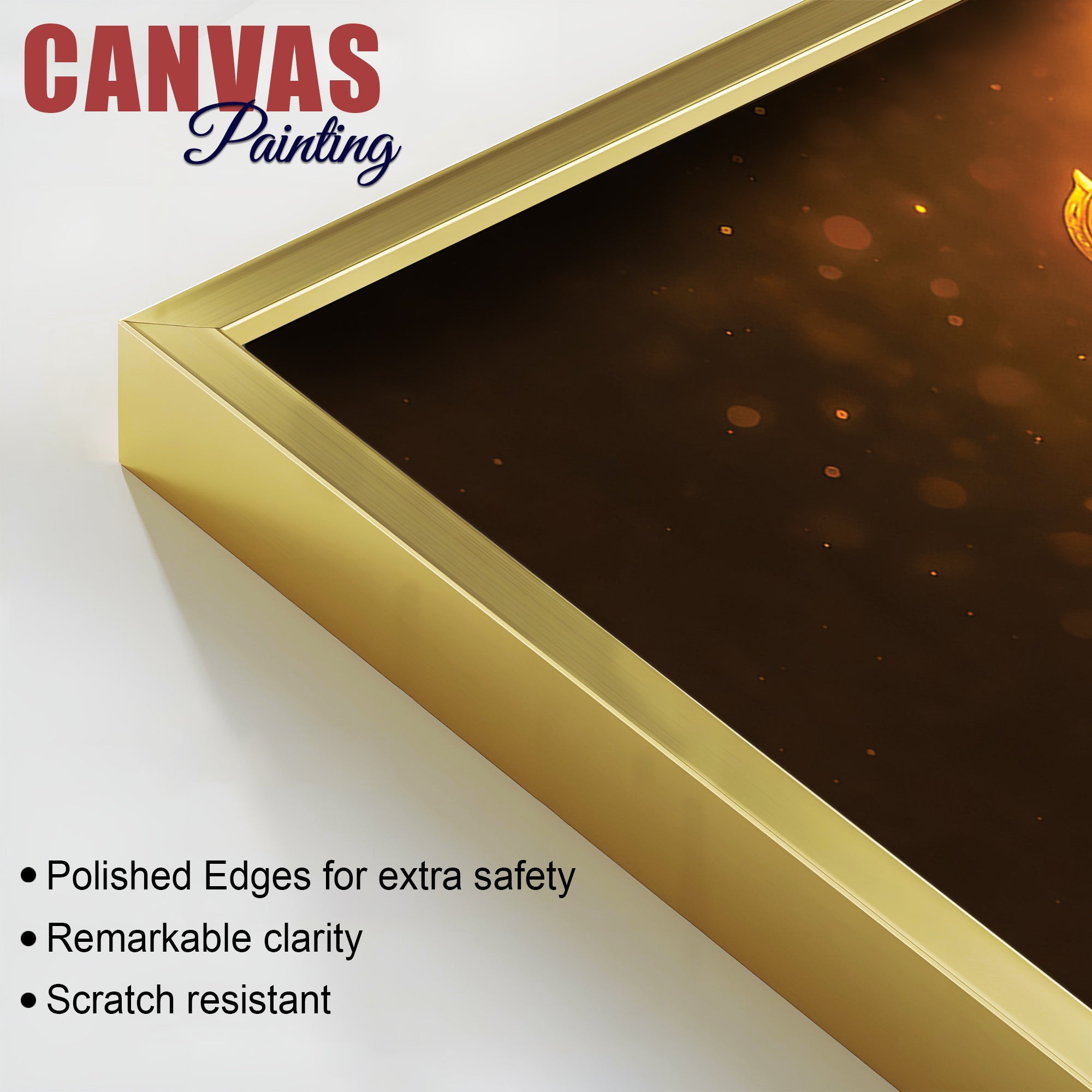 Divine Golden Ganpati Canvas Wall Painting for Home & Pooja Spaces – Modern Spiritual Wall Decor